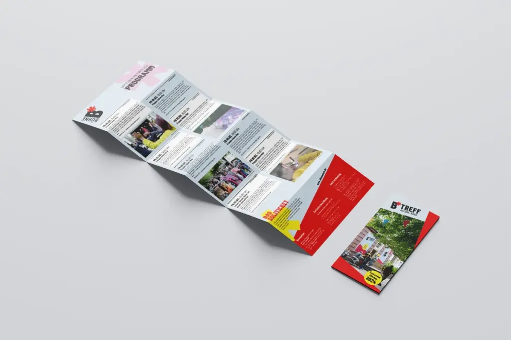 Langer Flyer des B-Treffs Altona-Nord mit dem Veranstaltungsprogramm und weiteren Infos